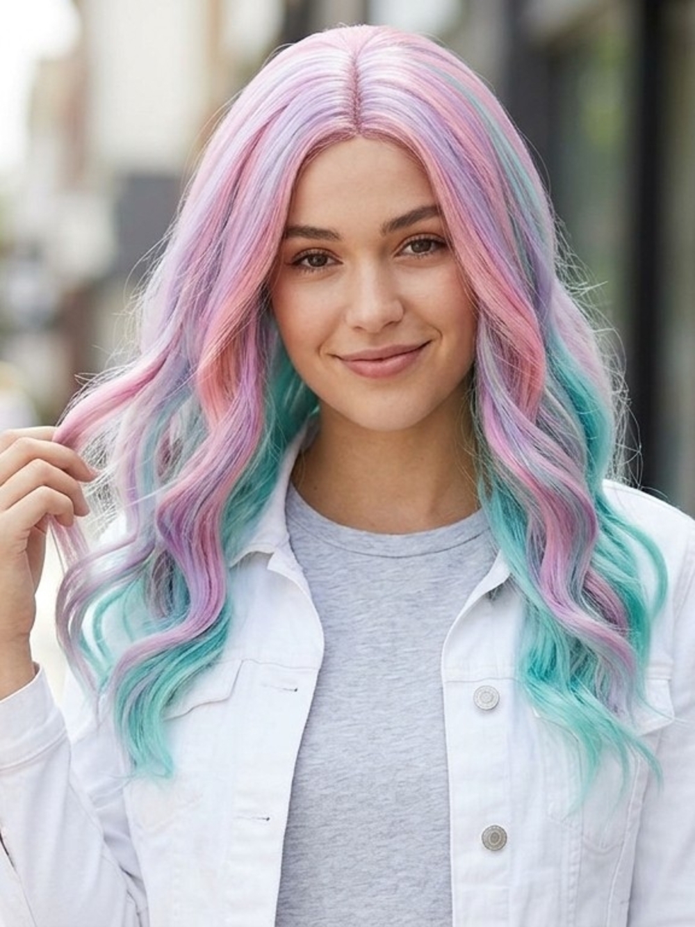 NWT Smiffys The Fever Wig Collection Khloe Long Pastel Ombre Wave Heat Resistant